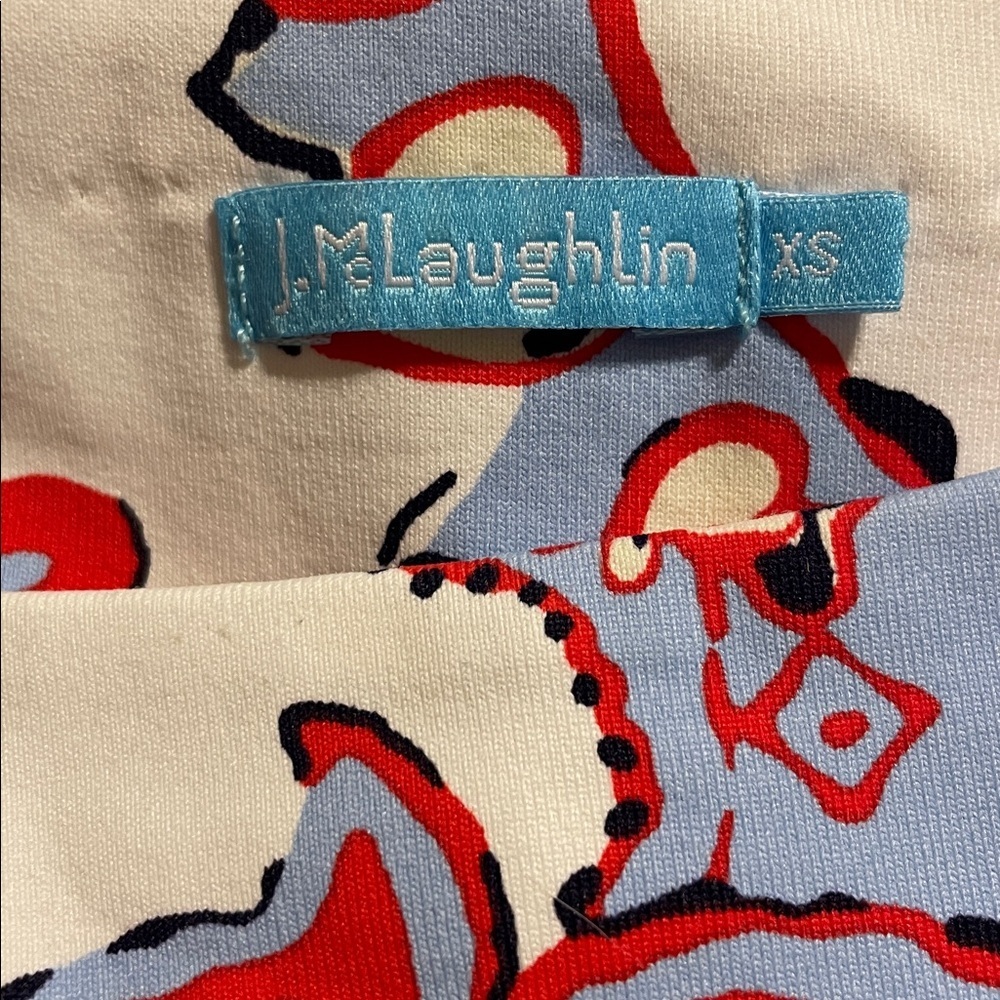 J. McLaughlin women’s XS 2 dress mini white red blue Paisley tank ruching - Picture 5 of 8